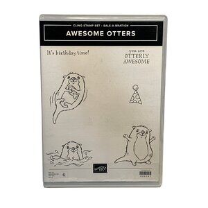 PRE-USED Stampin’ Up! Awesome Otters 6-Pcs Cling Rubber Stamp Set Sale-A-Bration